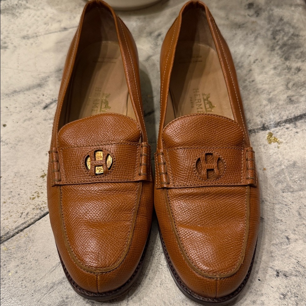 Hermes Brown women’s loafers size 38/US 8